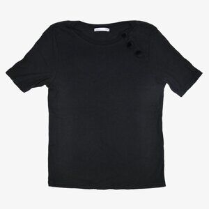ZARA Black Rib-knit Top, S